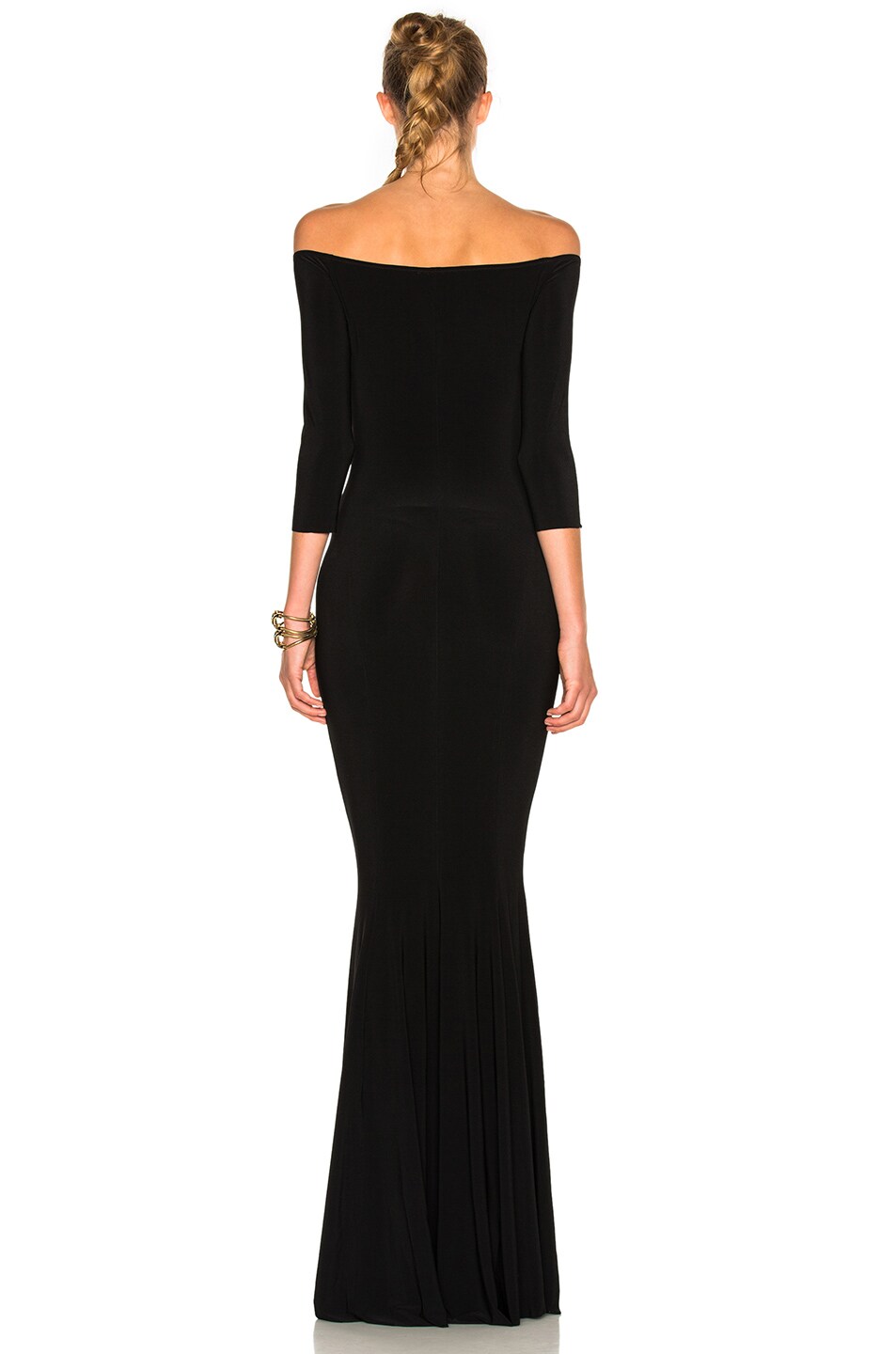 NORMA KAMALI Off-The-Shoulder 3/4 Sleeves Fishtail Evening Gown in ...