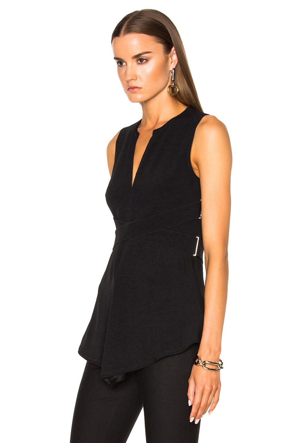 PROENZA SCHOULER Satin Back Crepe Flared Top