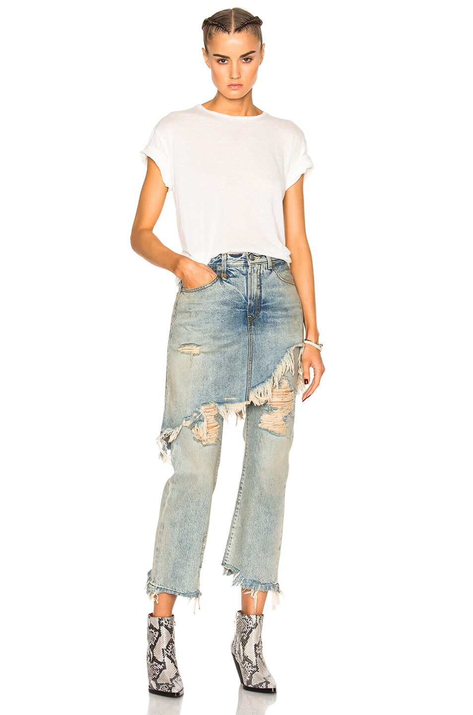 shredded hem jeans