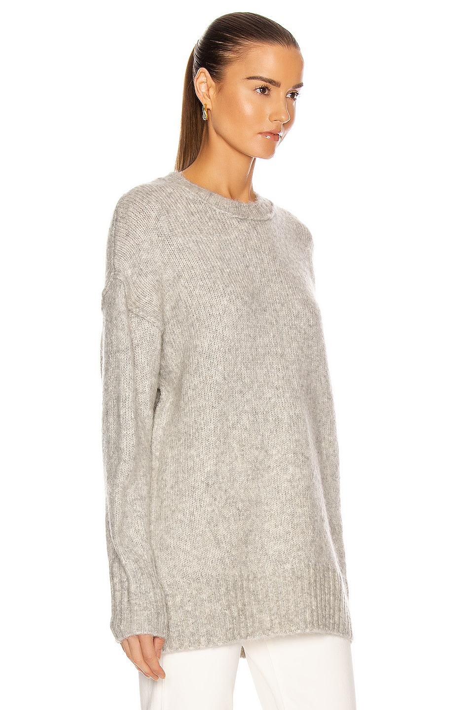 R13 Oversized Crew Neck Sweater, Heather Grey | ModeSens