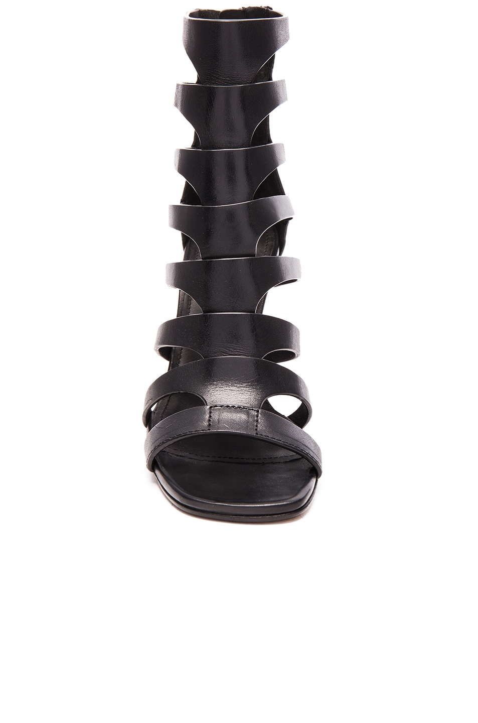RICK OWENS 90Mm Nautilus Leather Wedge Sandals, Black