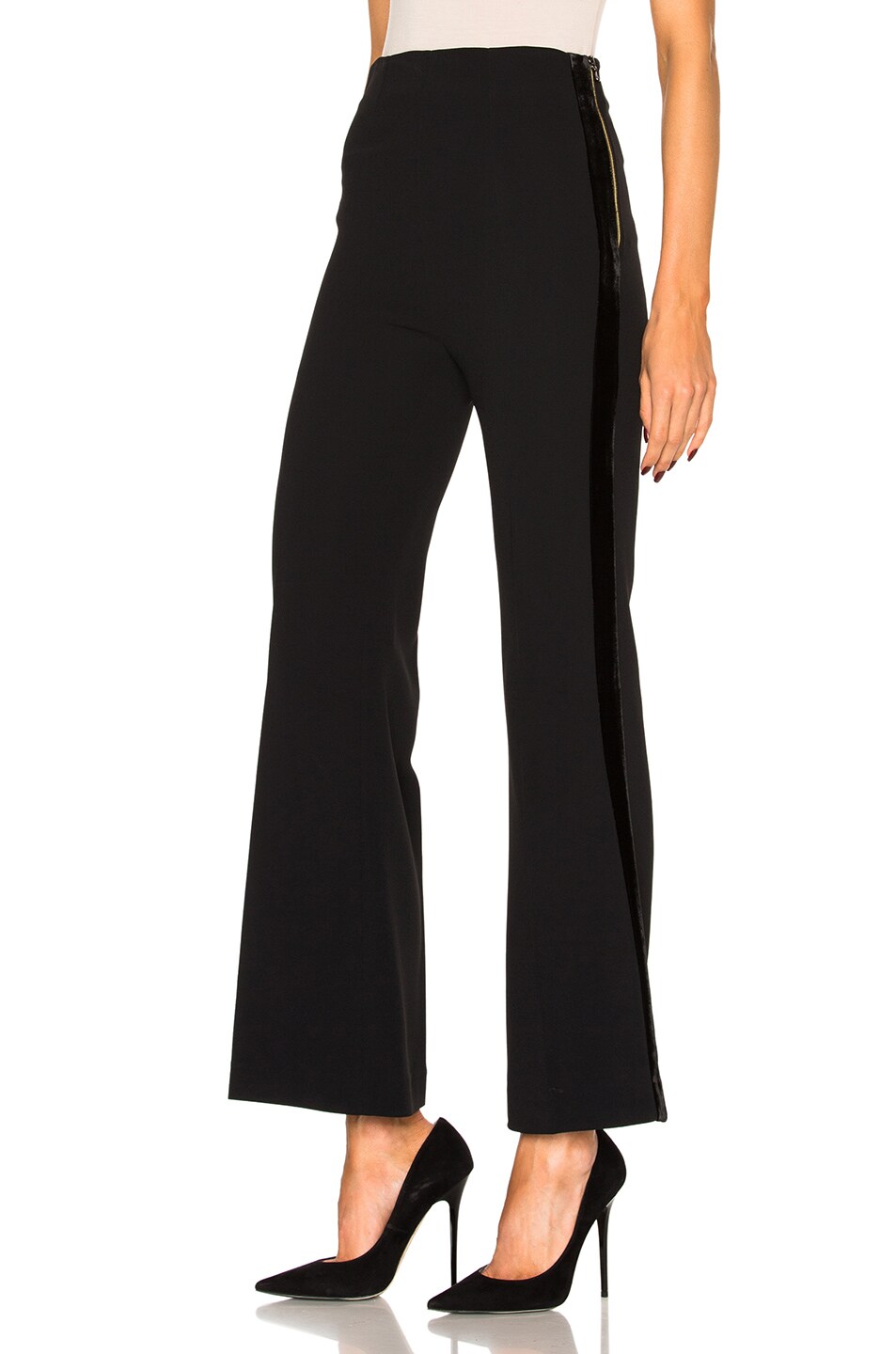 ROLAND MOURET Connor Viscose & Velvet Trousers, Black | ModeSens