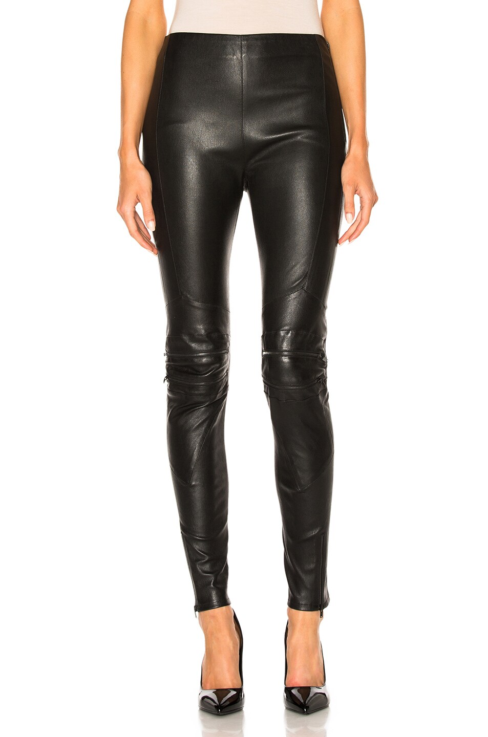 SAINT LAURENT Motorcycle Legging, Black | ModeSens