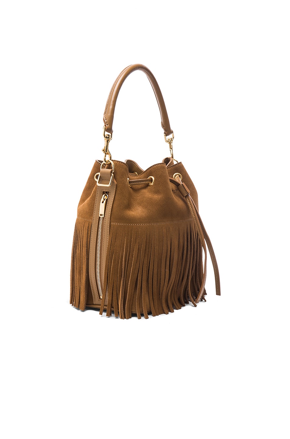 Saint Laurent Medium Suede Fringe Emmanuelle Bucket Bag in Light ...