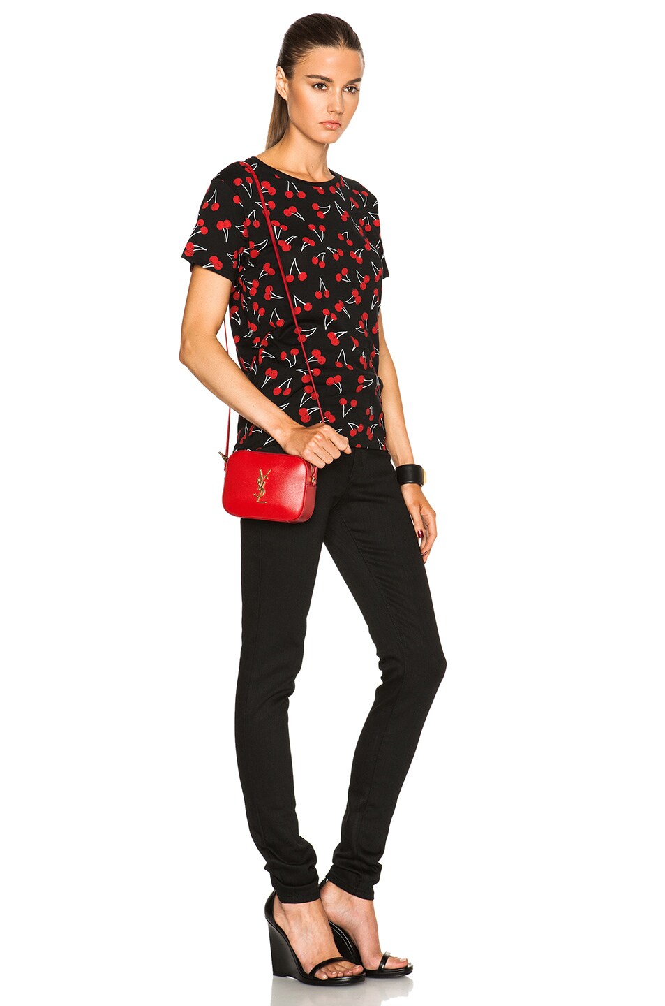 Saint Laurent Monogramme Camera Bag in Lipstick Red | FWRD  