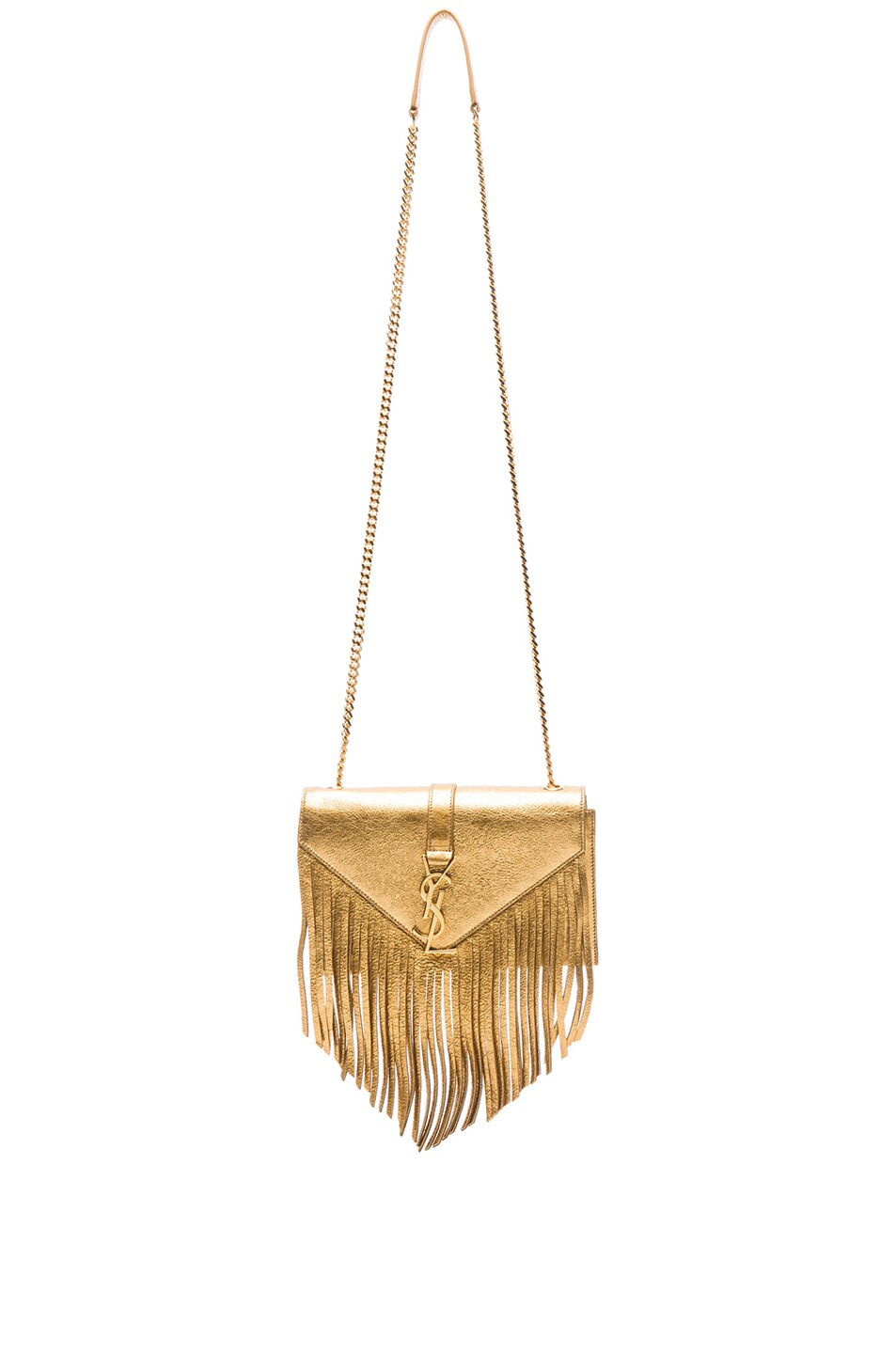 Saint Laurent Small Patent Leather \u0026amp; Fringes Monogramme Chain Bag ...