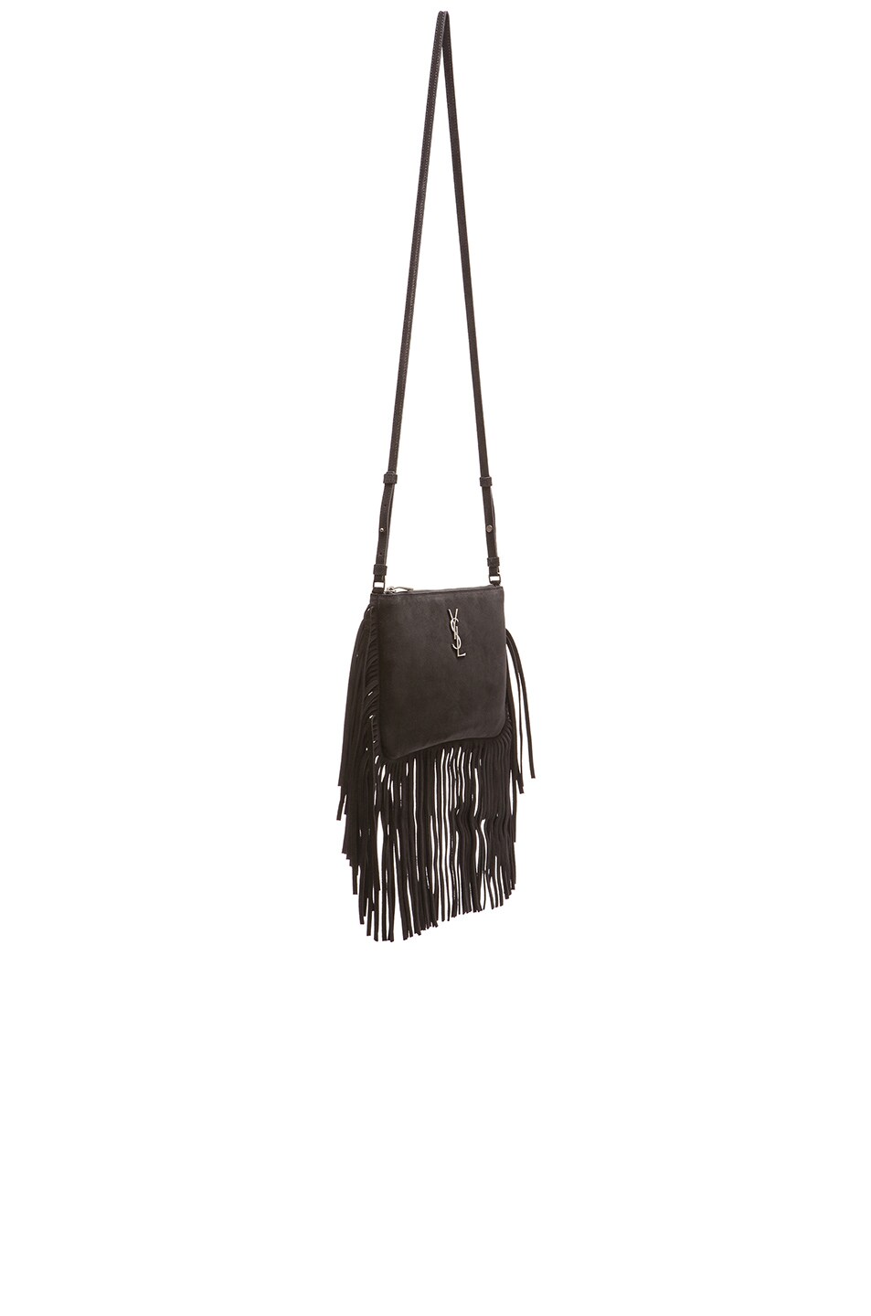 ysl bags replica - Saint Laurent Monogram Fringe Suede Crossbody Bag in Black | FWRD