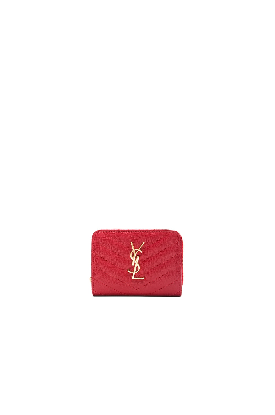 SAINT LAURENT Monogram Quilted Compact Zip Wallet  