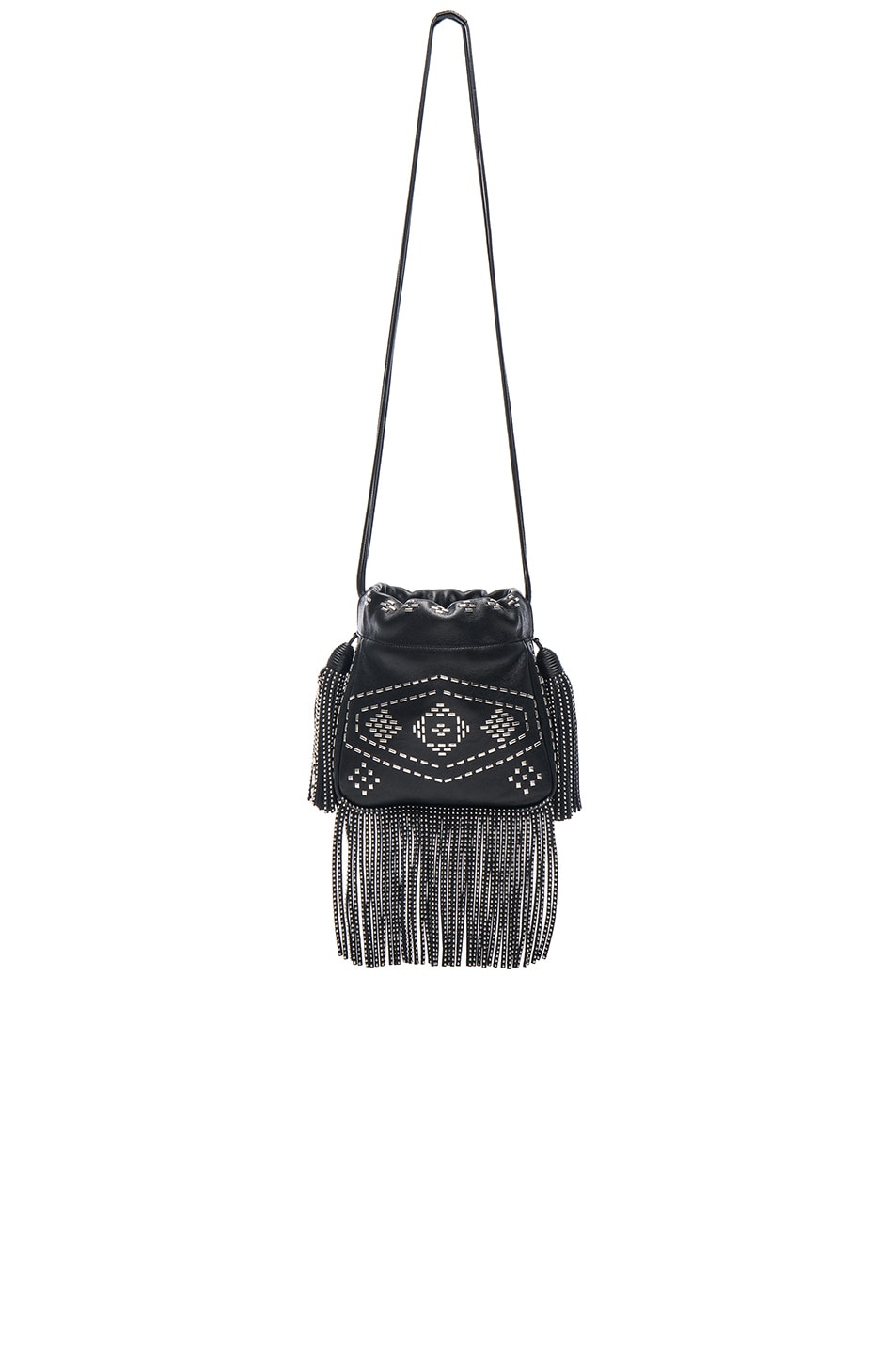 Saint Laurent Helena Inca Stud \u0026amp; Fringe Bag in Black | FWRD