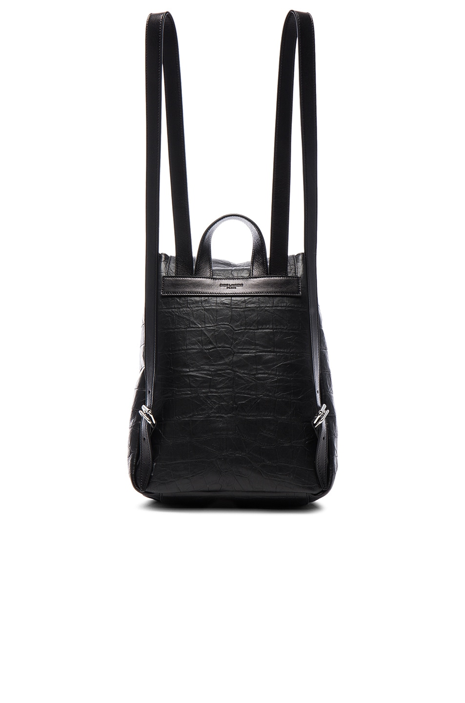 Saint Laurent Small Croc Embossed Festival Backpack in Black | FWRD