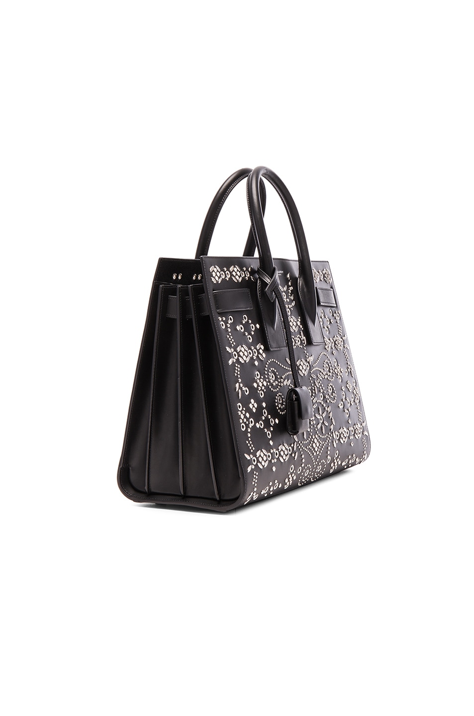 Saint Laurent Small Bandana Embroidery Sac De Jour in Black | FWRD