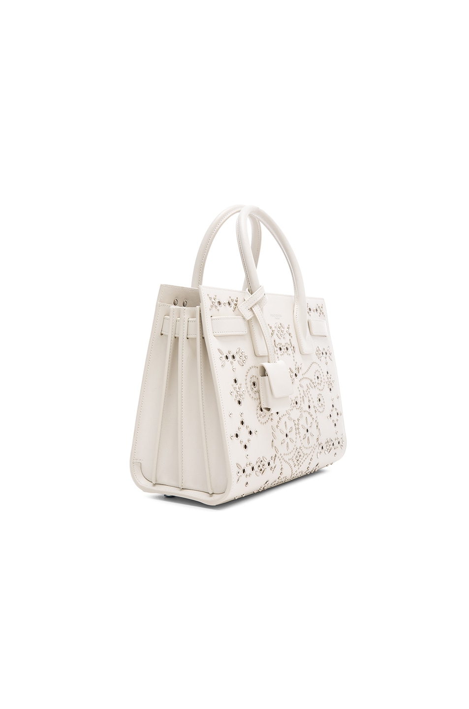 Saint Laurent Baby Bandana Embroidery Sac De Jour Bag in White | FWRD