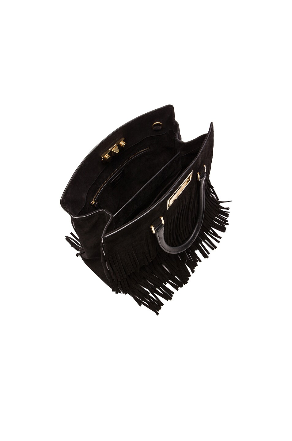 ysl shoulder bag - Saint Laurent Medium Trois Clous Fringe Tote in Black | FWRD