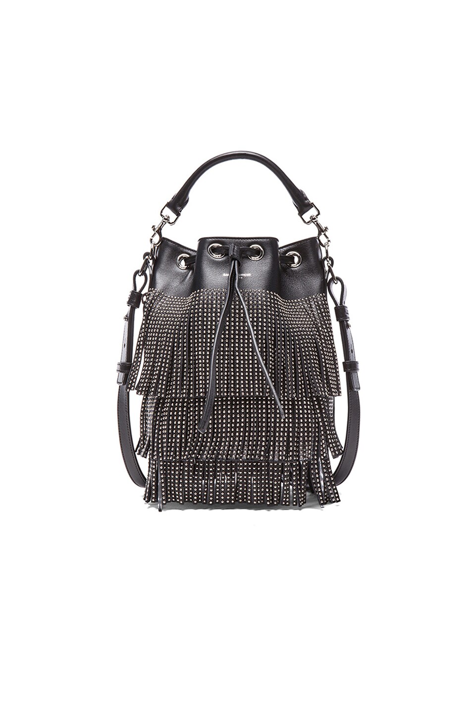 ysl classic bag - Saint Laurent Small Seau Studded Bucket Bag with Fringe in Black ...