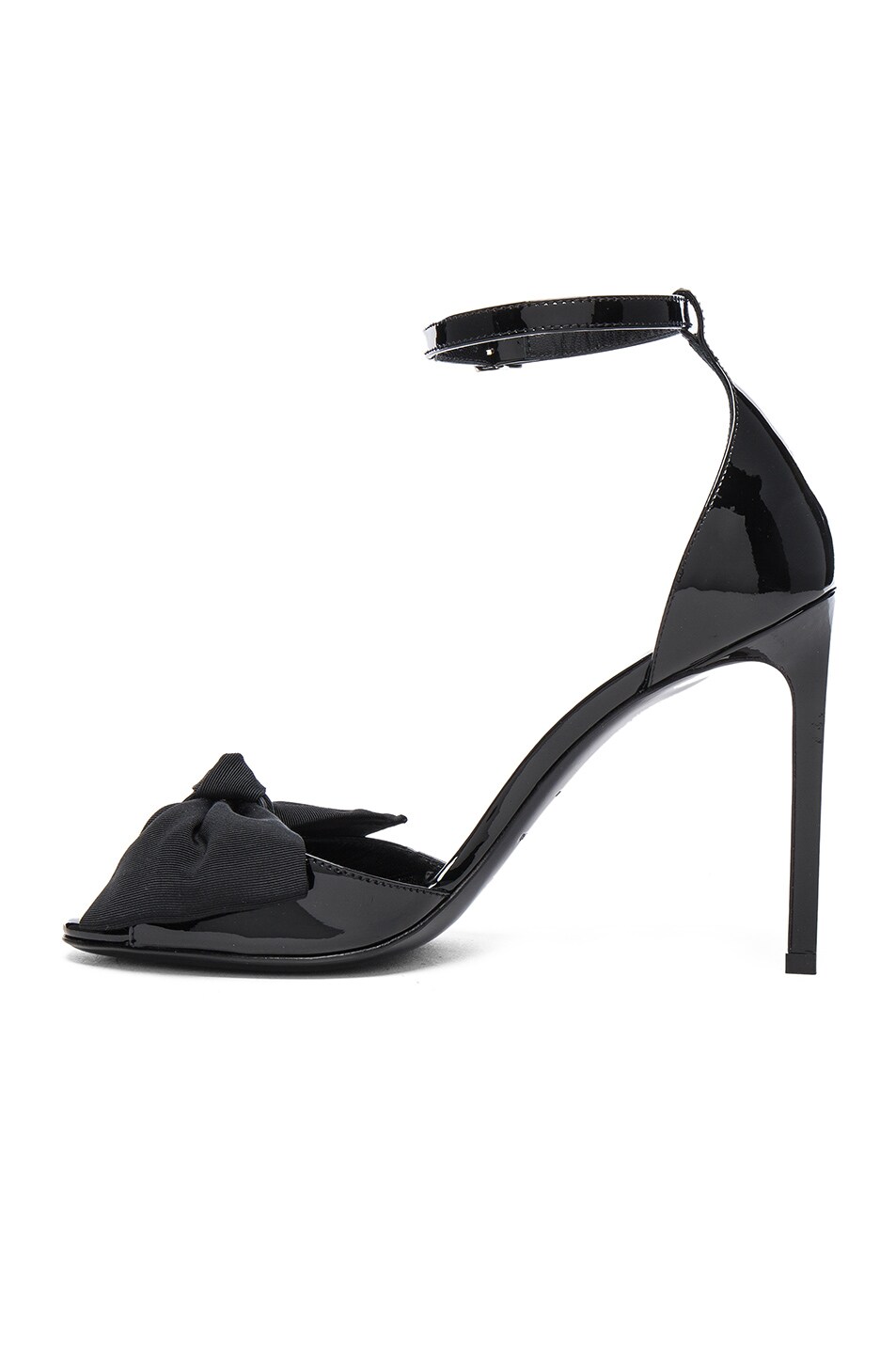 SAINT LAURENT Classic Jane 105 Bow Sandal In Black Patent Leather And ...