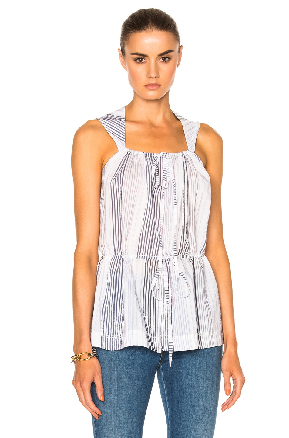 STELLA MCCARTNEY Printed Sleeveless Top In White, Stripes. in Ink Multi ...