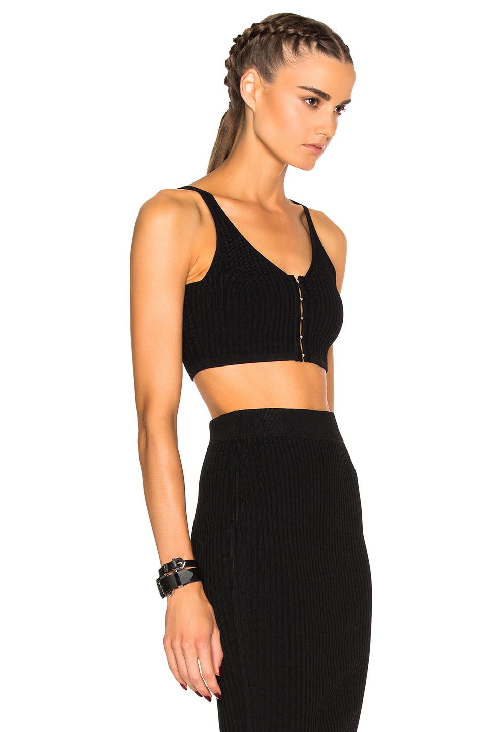 T BY ALEXANDER WANG Cropped Ribbed-Knit Top in Black | ModeSens