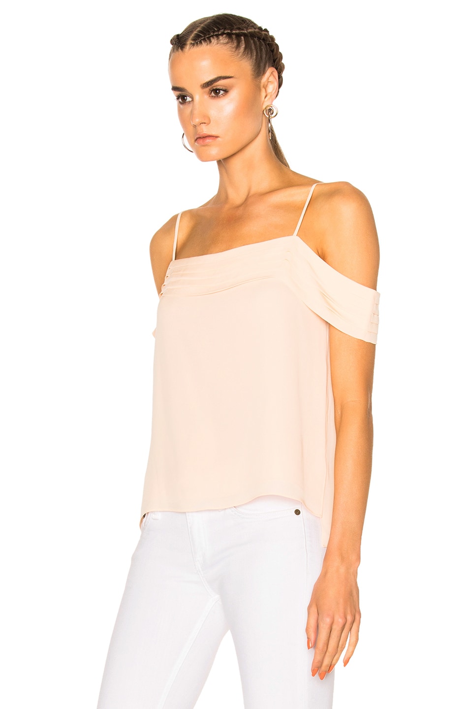 T BY ALEXANDER WANG Silk Georgette Pleated Off-The Shoulder Top in ...