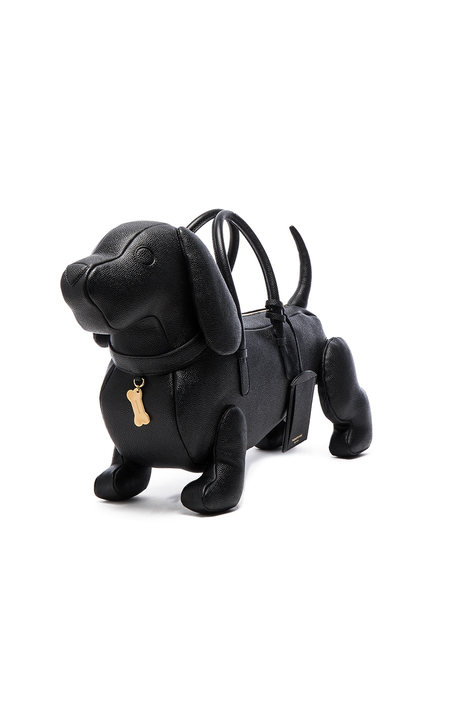 THOM BROWNE Hector DogShaped Pebbled Leather Bag, Black ModeSens