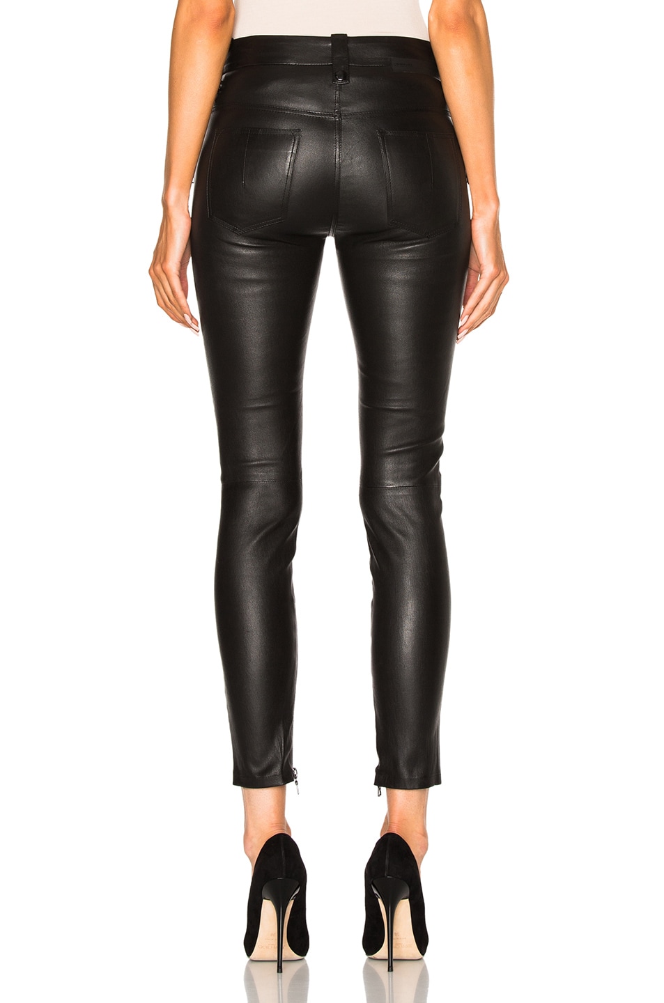 UNRAVEL Leather Lace Up Skinny Pants in Black | ModeSens