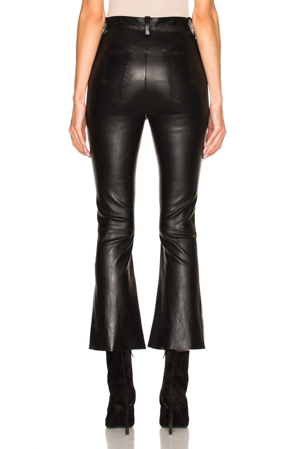 UNRAVEL Crop Flare Leather Pants, Black | ModeSens