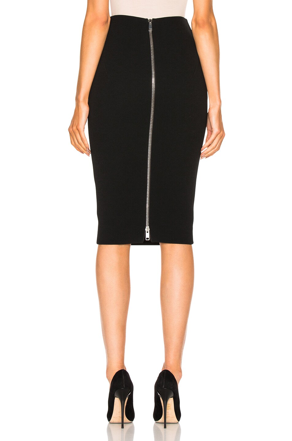VICTORIA BECKHAM Double Crepe High Waisted Pencil Skirt in Black | ModeSens