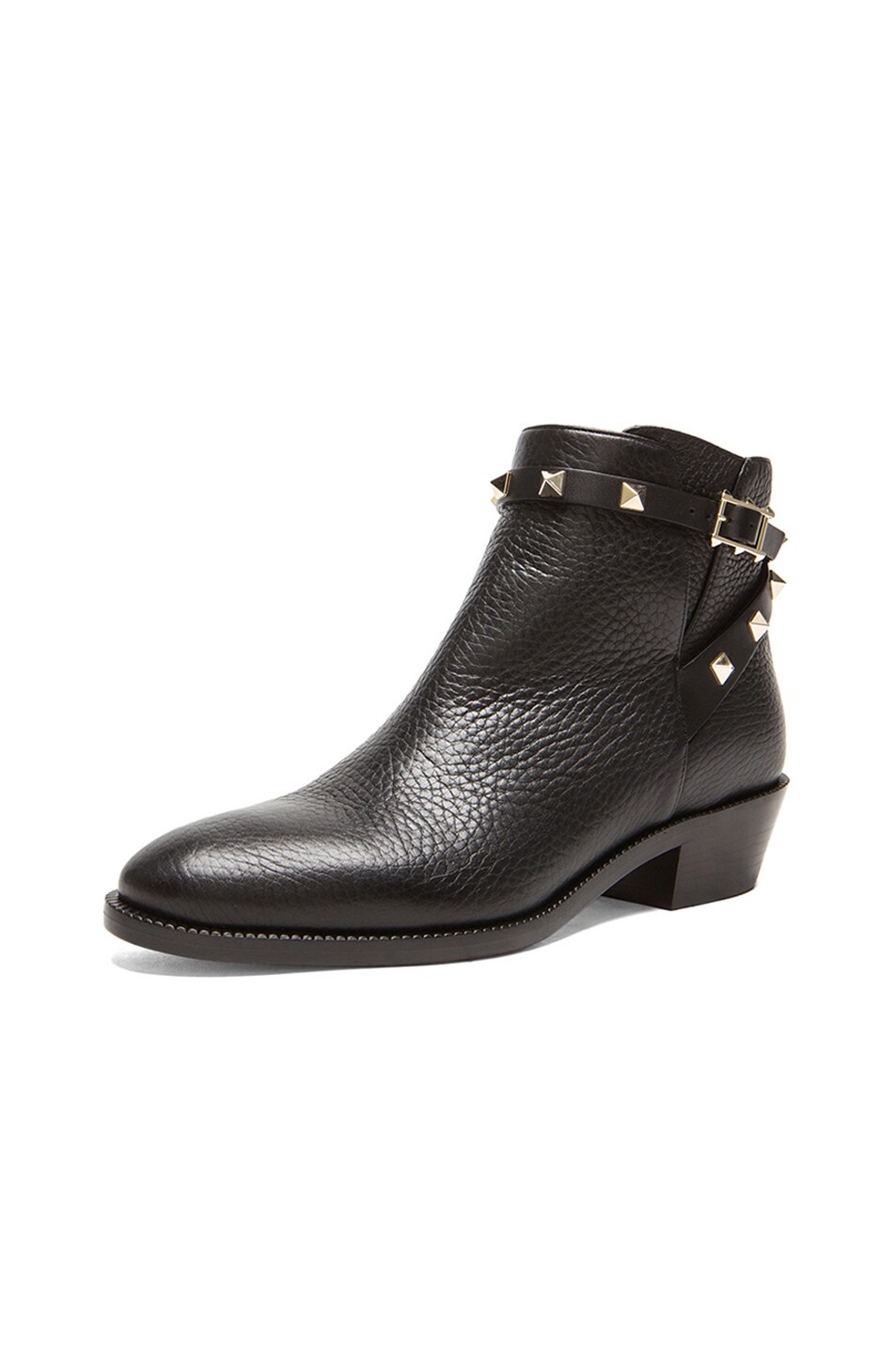 VALENTINO GARAVANI Rockstud Leather Ankle Boots T. 35 In Black