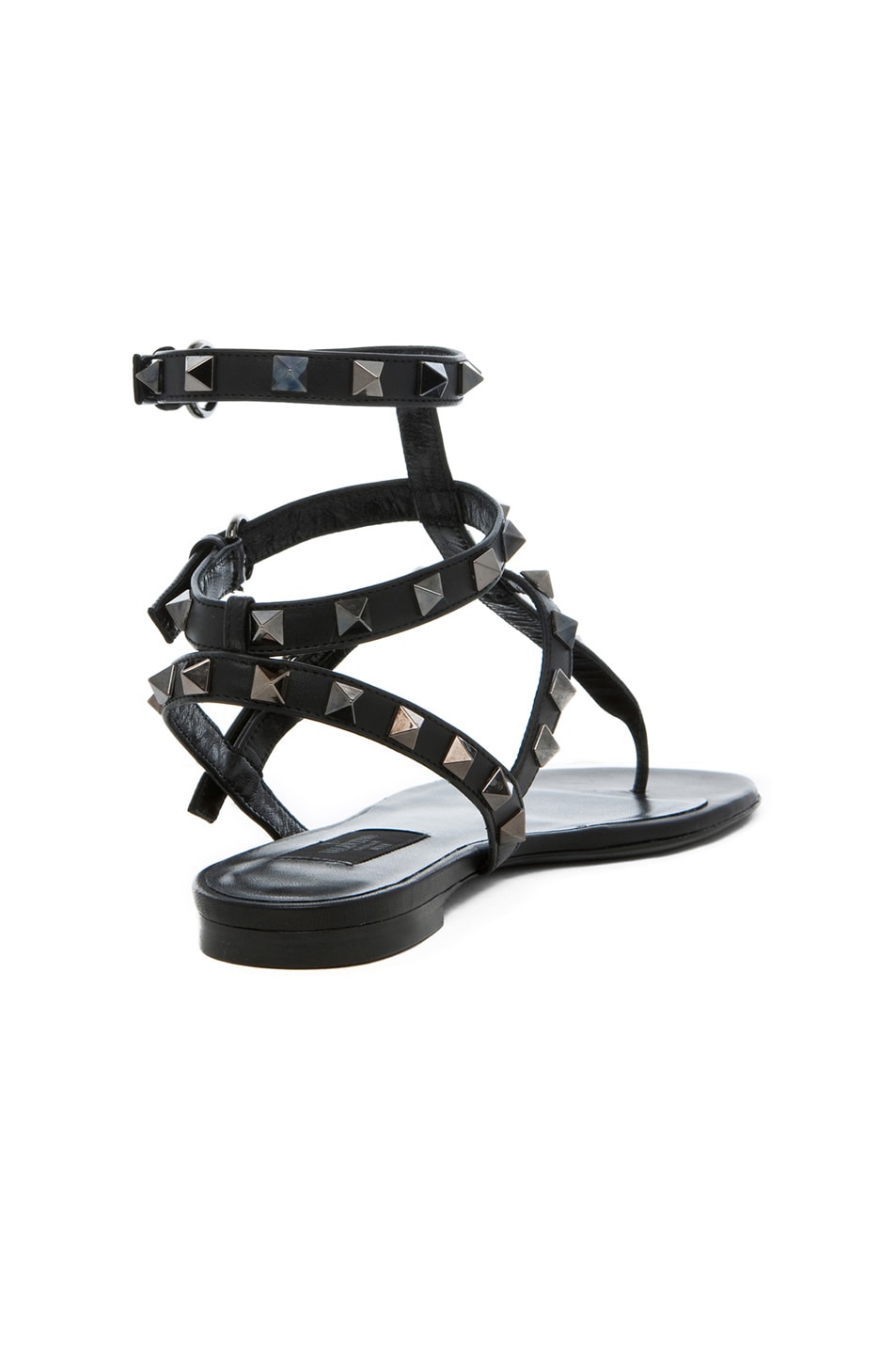 VALENTINO GARAVANI Rockstud Noir Gladiator Leather Sandals T.05