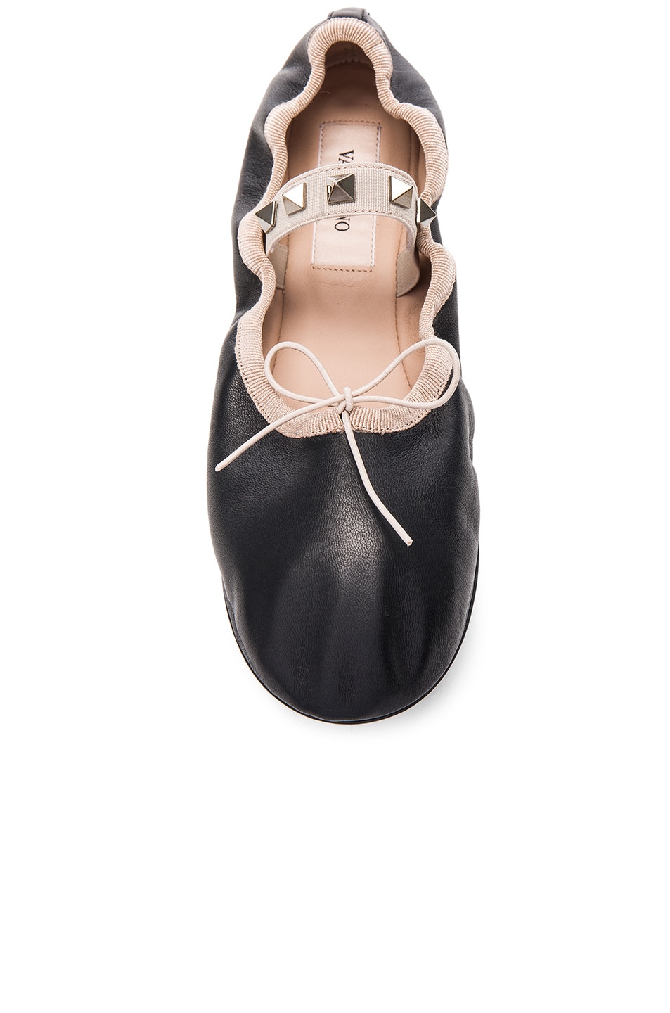 VALENTINO Rockstud Ballet Leather Ballerina Flat, Poudre | ModeSens
