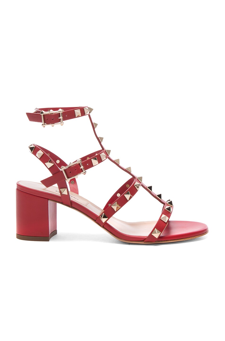 VALENTINO 60MM ROCKSTUD LEATHER SANDALS, STRAWBERRY PINK, DEEP ORAEGE ...