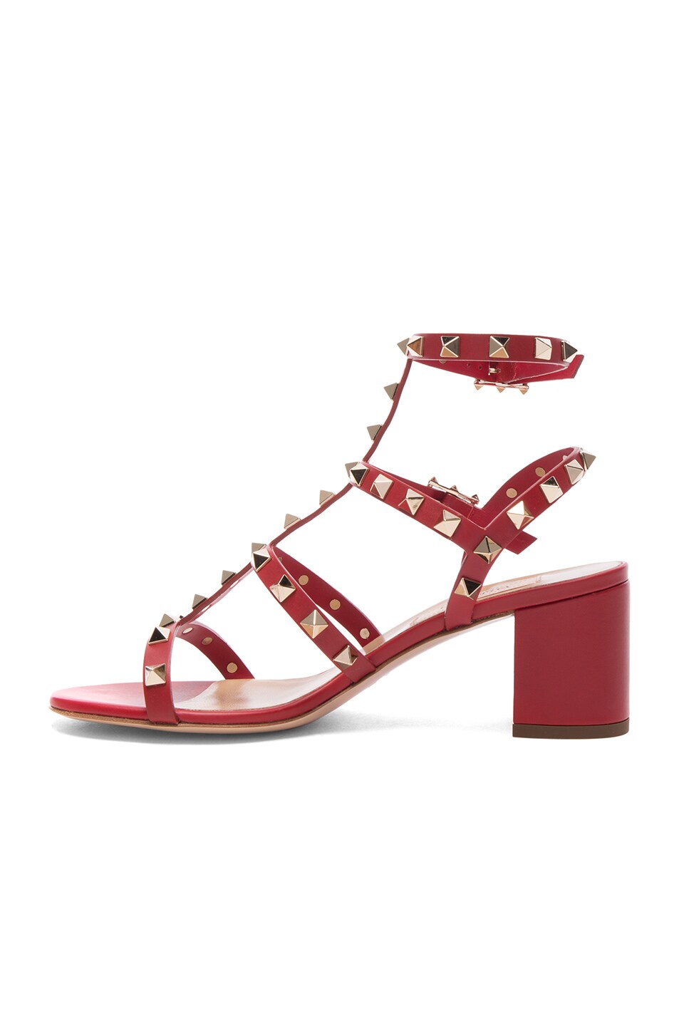 VALENTINO 60Mm Rockstud Leather Sandals, Strawberry Pink in Deep Oraege ...