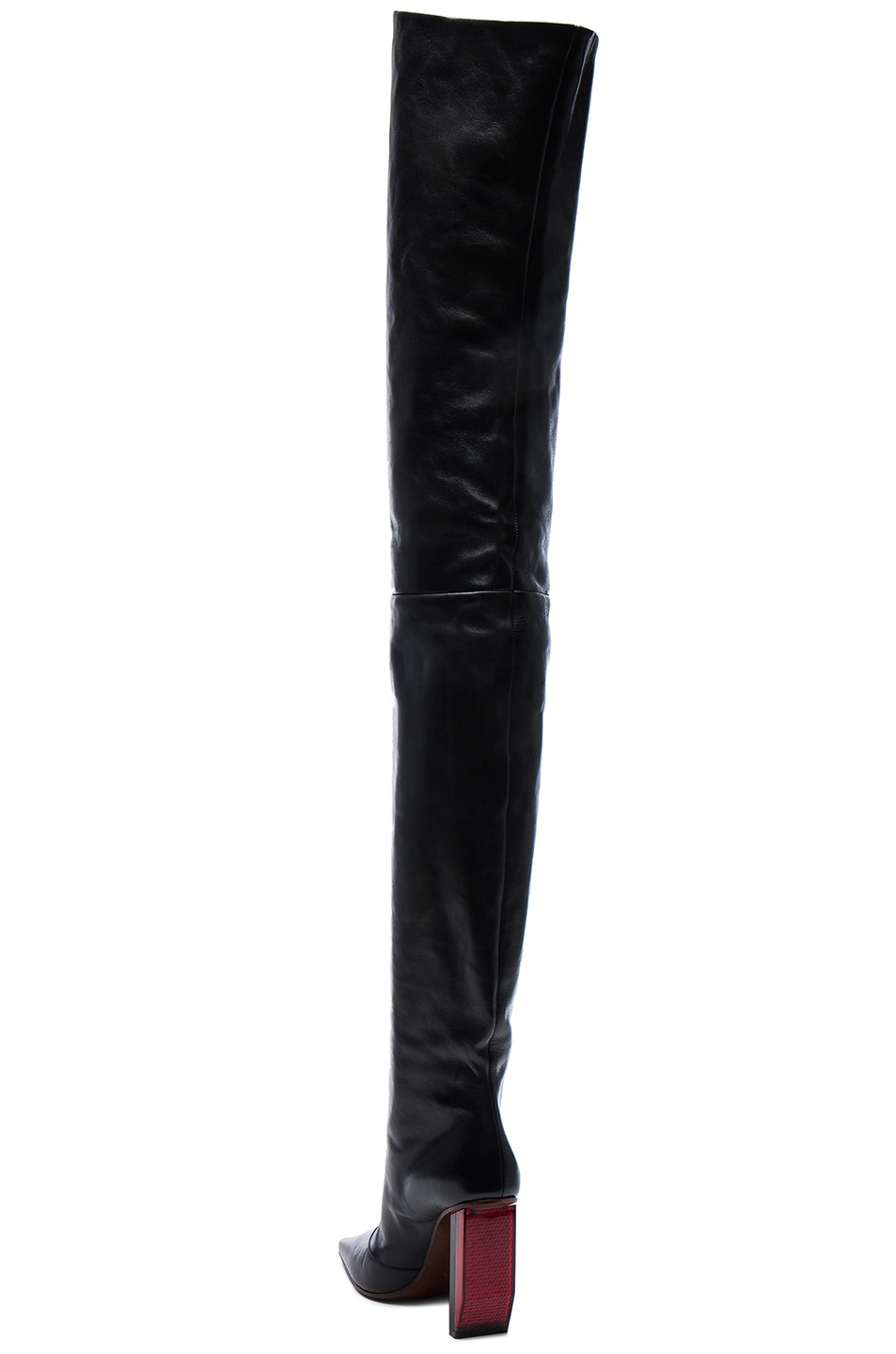 VETEMENTS Black Reflector-Heel Over-The-Knee Boots, Black & Red | ModeSens