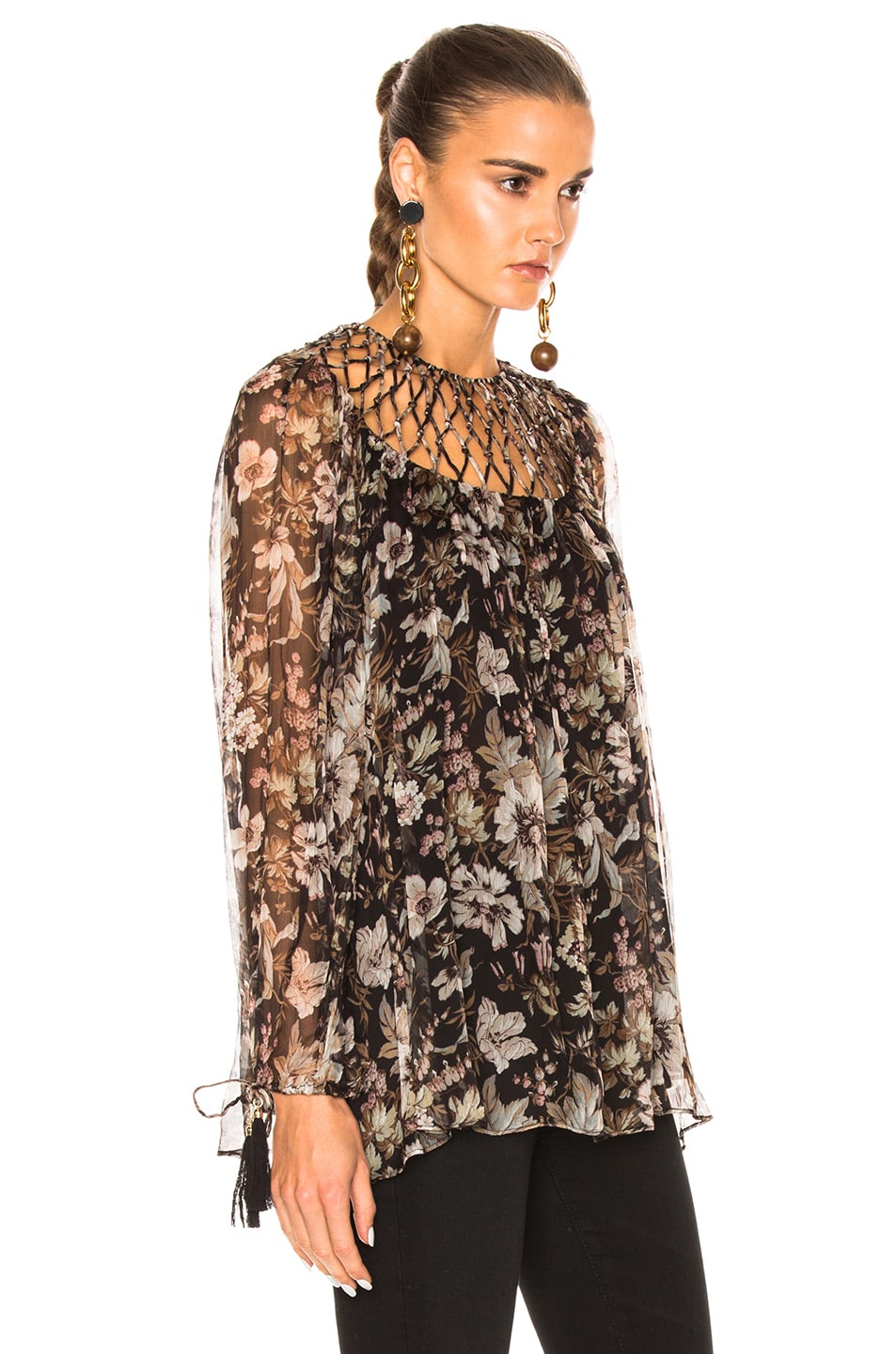 ZIMMERMANN Gossamer Lattice Blouse in Floral | ModeSens