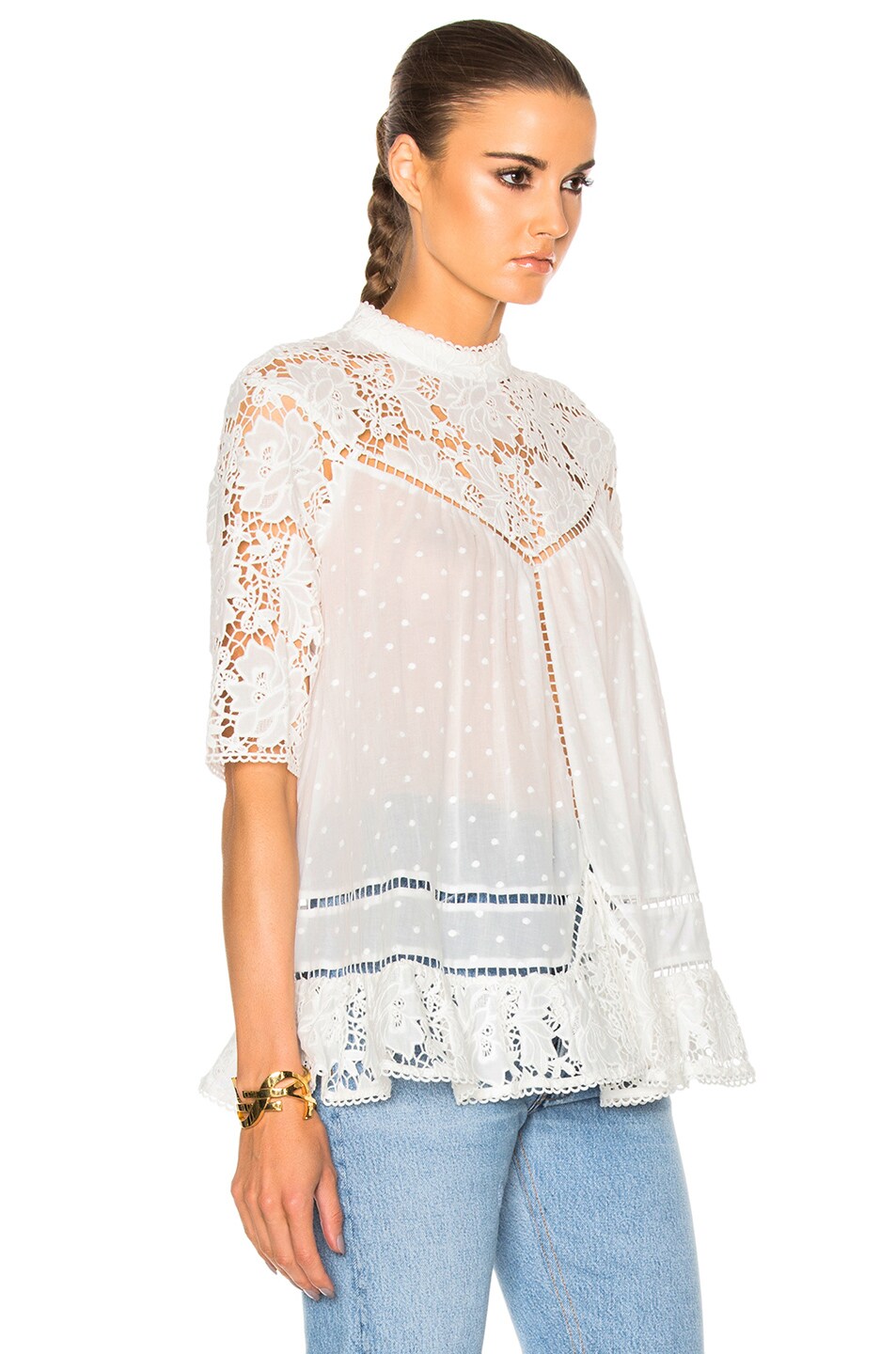 ZIMMERMANN Caravan Embroidered Cotton Top in Colour: White | ModeSens