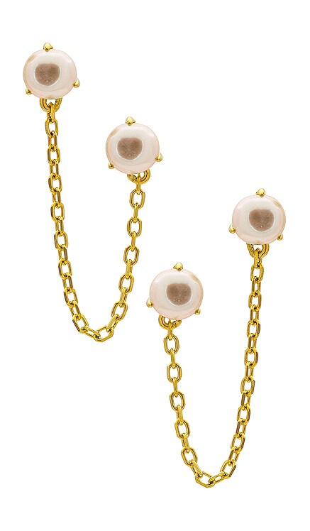 Double Pearl Chain Earring By Adina Eden