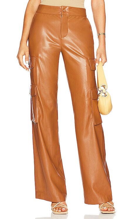 Hayes Faux Leather Wide Leg Pant Alice + Olivia