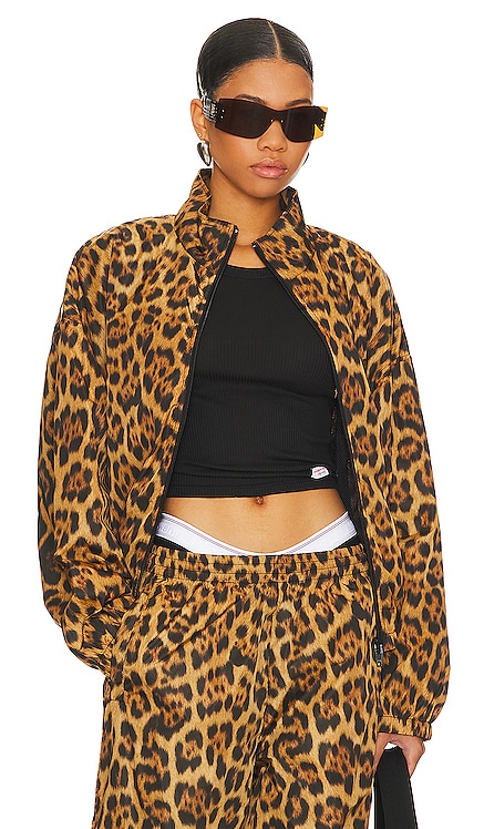 Leopard Track Jacket With Stacked Wang Puff Logo Alexander Wang