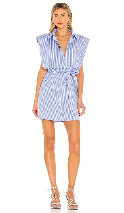 Stripe Shoulder Pad Shirt Dress Bardot