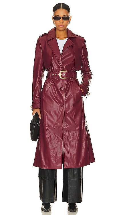 Faux Leather Trench Coat Bardot