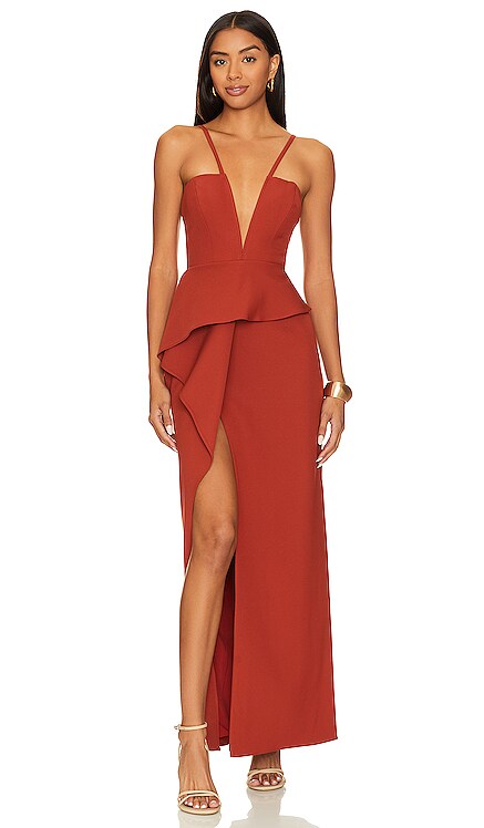 VESTIDO DE BABADO COM DECOTE EM V BCBGMAXAZRIA