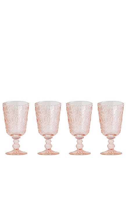 Pink Stem Glasses Set Of 4 Chefanie