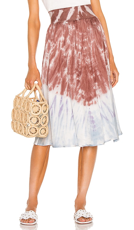 Stretch Silky Basics Rib Waist Faux Wrap Midi Skirt Chaser $108 NEW