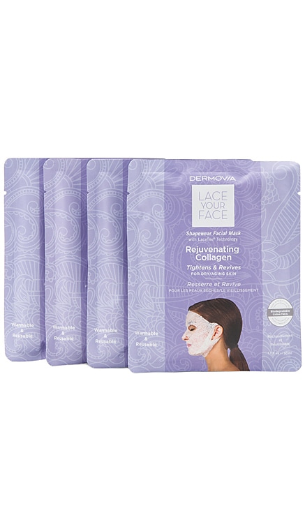 Rejuvenating Collagen Lace Your Face Mask 4 Pack Dermovia $55 