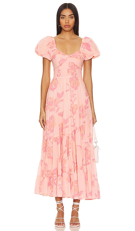 Short Sleeve Sundrenched Maxi Dress In Pinky Combo Free People