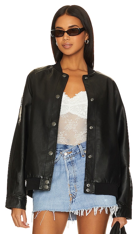 Wild Rose Faux Leather Bomber Free People