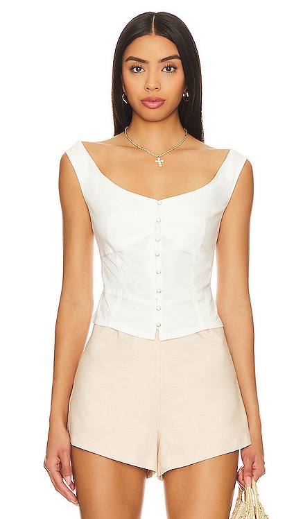 Sally Solid Corset Top In Bright White Free People