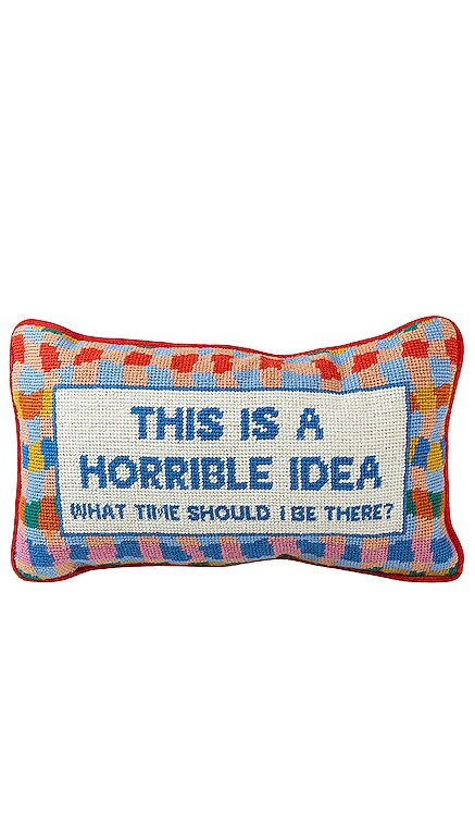 TRAVESSEIRO BORDADO HORRIBLE IDEA NEEDLEPOINT PILLOW Furbish Studio