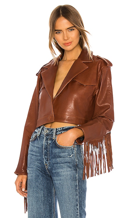 Sadie Leather Fringe Jacket GRLFRND
