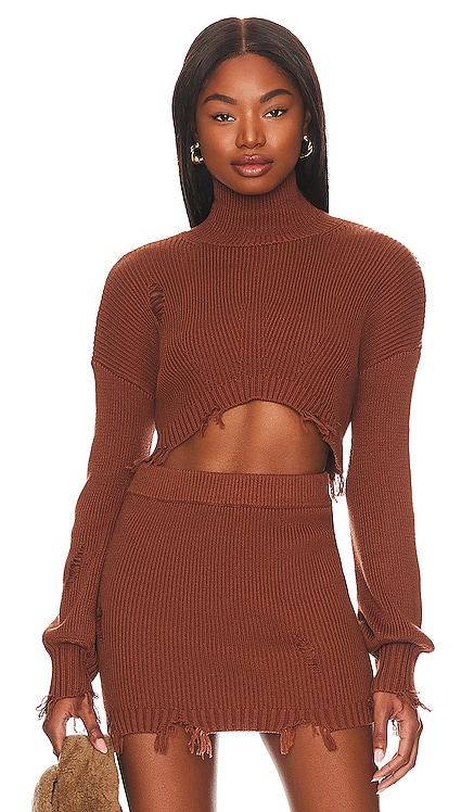 Elsie Distressed Cropped Turtleneck h:ours