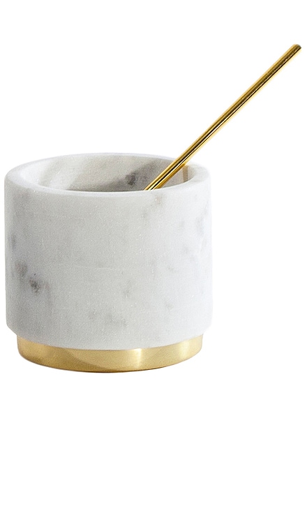 Simple Marble and Brass Sugar Pinch Pot HAWKINS NEW YORK